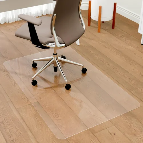 100pointONE Tapete para silla de oficina para suelos de madera, tapete de oficina fácil de deslizar para sillas rodantes, tapete transparente para