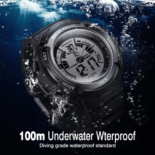 Miniatura 2 de Reloj de buceo deportivo impermeable de 100 ATM para hombres y niños, reloj de natación con cronómetro, cronógrafo, alarma, calendario, cuenta