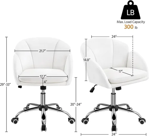Miniatura 3 de Yaheetech Silla Linda de Escritorio para Hogar y Oficina, Silla Ajustable Moderna Tapizada Giratoria con Respaldo y Brazos para Trabajo, Estudio