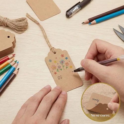Miniatura 4 de SallyFashion 100 etiquetas de regalo con cuerda adjunta, etiquetas colgantes de papel kraft de 1.7 x 2.8 pulgadas para ropa, manualidades, boda, 100