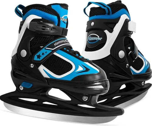 Miniatura 13 de MammyGol Patines de hielo ajustables para niños y jóvenes, patinaje juvenil, hockey, cordones, patinaje para principiantes, para niños de 4 a 12