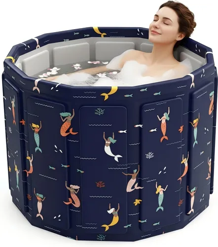Miniatura 13 de Bañera portátil para adultos, bañera plegable para spa caliente y baño de hielo, bañera pequeña plegable para baño, bañera portátil aislada de 6