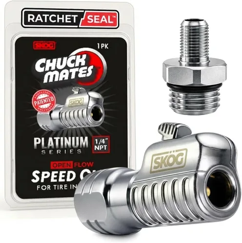 Miniatura 9 de SKÖG Chuck Mates Reach360 Extensión articulada de 7 pulgadas para infladores de neumáticos Adaptador F-NPT y Schrader de 1/4" Camiones