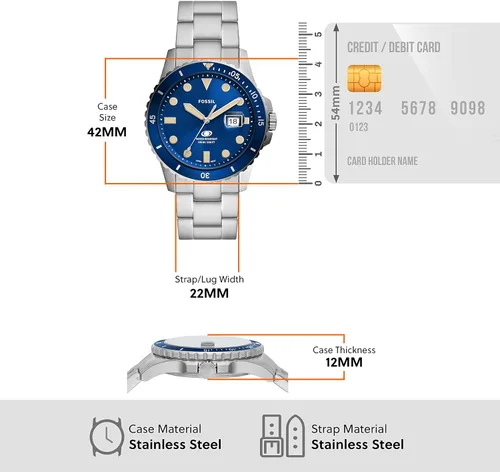 Miniatura 5 de Fossil Reloj casual de cuarzo azul para hombre inspirado en buceo
