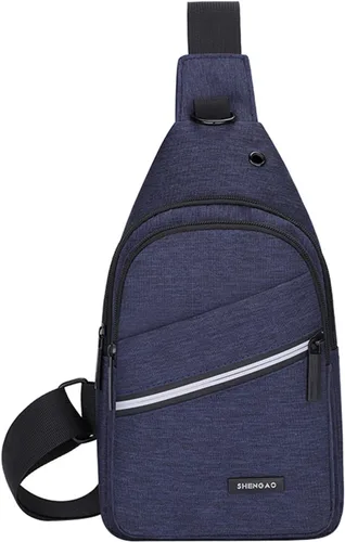 Bolso bandolera para el pecho, hombro resistente al agua, bolso de viaje con una correa para hombres, mujeres y niños con agujero para auriculares,