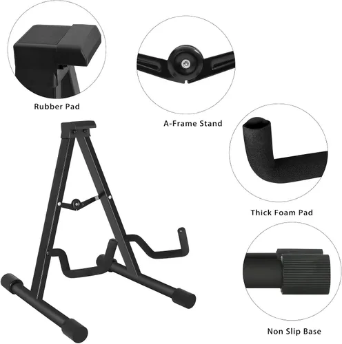 Miniatura 3 de EASTROCK Soporte de guitarra profesional portátil negro trípode ajustable con marco A para guitarra acústica, múltiples guitarras para guitarra