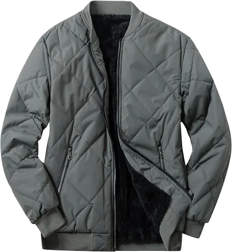 Miniatura 3 de Chaqueta bomber acolchada de diamante para hombre, con cremallera, resistente al viento, aislante, para invierno, ropa de abrigo universitaria