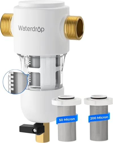 Miniatura 10 de Waterdrop Filtro de sedimentos giratorio, sistema de filtro de agua reutilizable para toda la casa, sistema de prefiltro lavable para agua