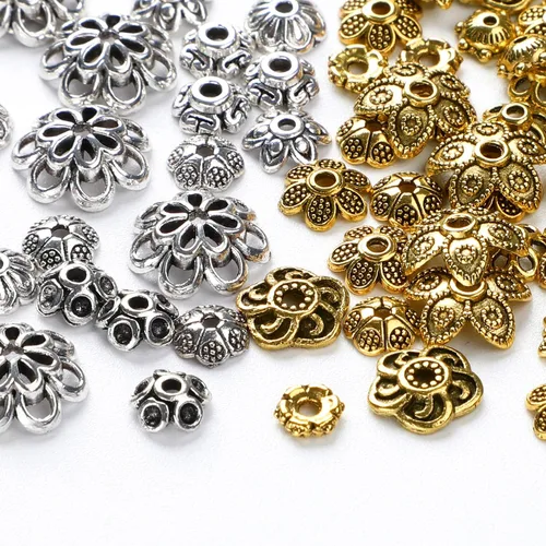 Miniatura 2 de FEBSNOW Alrededor de 160 cuentas espaciadoras, estilo Bali, mezcla de plata tibetana y oro antiguo para pulseras, collares, aretes, suministros