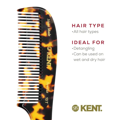 Miniatura 6 de Kent 10T TY Peine grande desanudante, peine de dientes anchos hecho a mano para cabello rizado y grueso, peines desanudantes para cabello húmedo