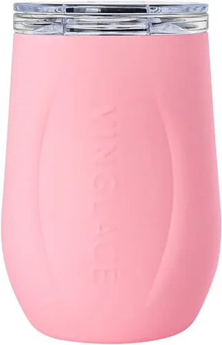 Miniatura 14 de Vinglacé Vaso de vino de acero inoxidable sin tallo - Vaso de vino aislado con inserción de vidrio y tapa para beber, 10 oz, color cobre