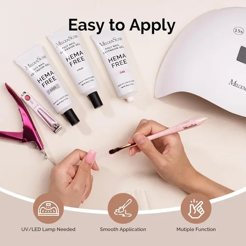 Miniatura 6 de MelodySusie Gel de Extensión de Uñas Poly 60g, Libre de Hema, Secar con UV, Cura con Lámpara, Engrosador, Diseño Artístico, Manicura, Regalo