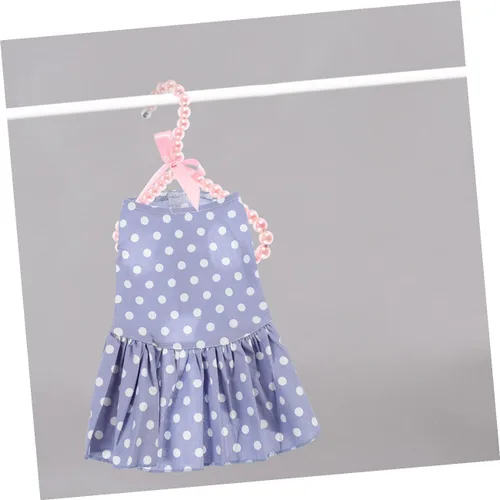 Miniatura 4 de 5 piezas de perlas rosadas pequeñas perchas de ropa con perlas de imitación con lazo de cinta para mascotas, perros, gatos, ropa de bebé