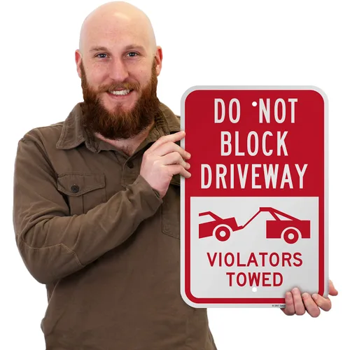 Miniatura 2 de SmartSign Letrero de metal con texto en inglés "Do Not Block Driveway - Violators Towed" de 18 x 12 pulgadas, aluminio laminado a prueba de óxido