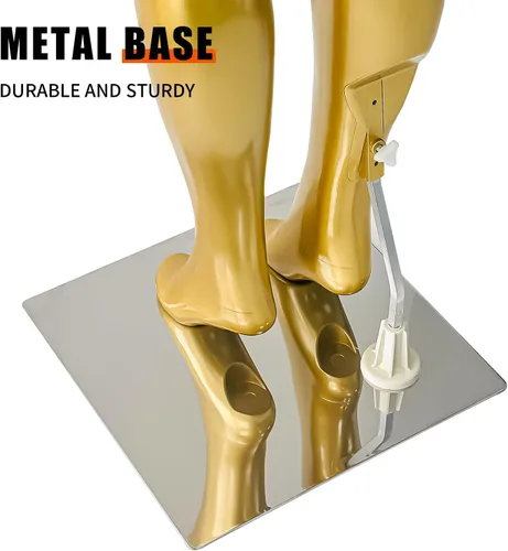 Miniatura 5 de Maniquí femenino de cuerpo completo dorado mate de 70.8 pulgadas, maniquí de exhibición de estilo brasileño con brazos ajustables, soporte de torso