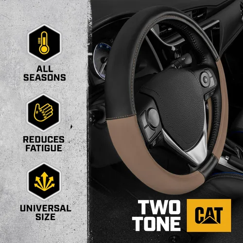 Miniatura 2 de Caterpillar Funda para volante ergonómica de dos tonos, agarre de piel suave.