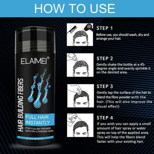 Miniatura 3 de Polvo de la línea del cabello Fibra del cabello Fibra natural del cabello Aplicar a hombres mujeres Consigue cabello grueso Oculta la pérdida