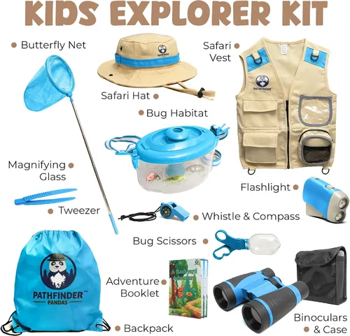 Miniatura 6 de Kit de explorador para niños con chaleco de safari, sombrero y más – Kit de captura de insectos para niños con guía de aventuras y búsqueda
