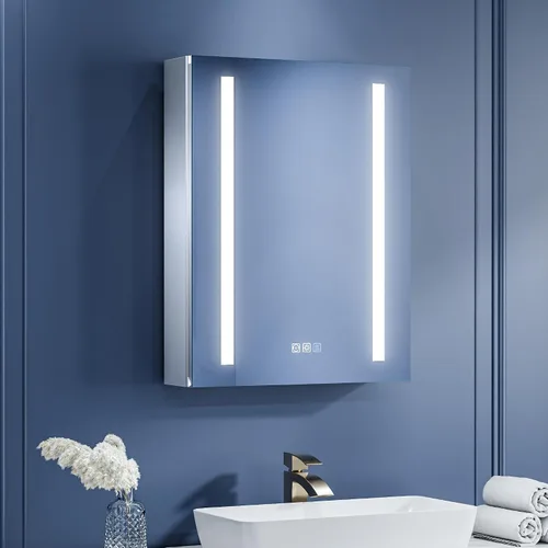Miniatura 16 de ExBrite Botiquín de baño con iluminación LED con espejo, 24 x 30 pulgadas, empotrado o montaje en superficie, antivaho, atenuación continua, ajuste