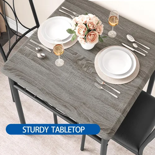 Miniatura 5 de IDEALHOUSE Juego de mesa de comedor para 2, juegos de mesa cuadrada con 2 sillas tapizadas, mesa de cocina pequeña y sillas para 2, juego de mesa