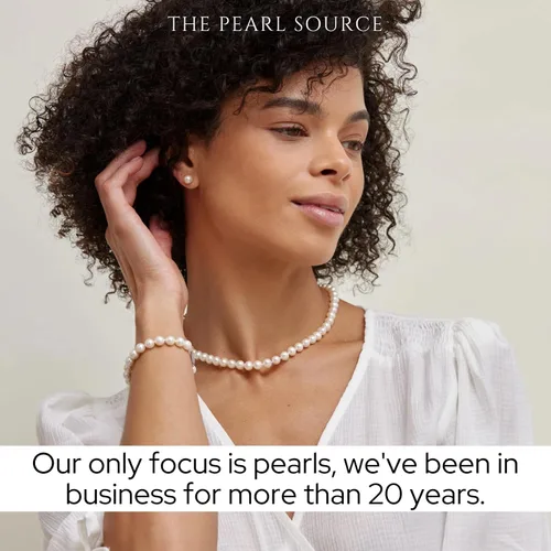 Miniatura 10 de The Pearl Source Real Pearl Necklace for Women with AAA+ Quality Round White Freshwater Genuine Cultured Pearls Pearl Strand with 14K Gold Plated