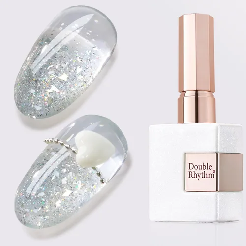 Miniatura 29 de Double Rhythm Esmalte de gel con purpurina de nieve de 0.5 fl oz, color holográfico reflectante para arte de uñas, salón de manicura y bricolaje