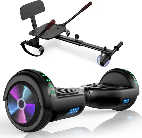 CBD Patinete con luces LED Corlorful, ruedas de 6.5 pulgadas, scooter doble de 300 W para niños, niñas, niños y adultos, todas las edades A01-Negro