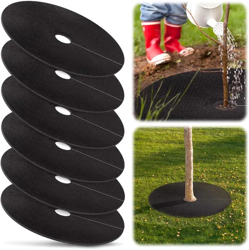 Miniatura 7 de Anillo de mantillo de árbol no tejido de 32.5 pulgadas, tapete de barrera de malezas reutilizable para árboles, mantillo degradable de árboles