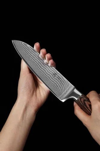 Miniatura 10 de Wakoli EDIB Juego de cuchillos de cocina de Damasco de 3 piezas en caja de regalo de madera, juego de cuchillos afilados hechos de acero de Damasco