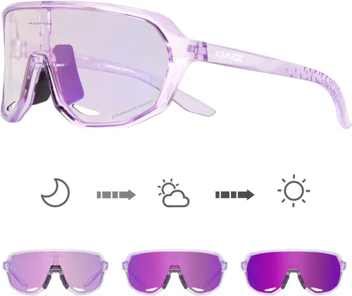 Miniatura 14 de KAPVOE Gafas de ciclismo fotocromáticas para hombres y mujeres, gafas de sol de bicicleta de montaña, gafas deportivas con protección UV Azul Negro