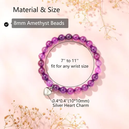 Miniatura 4 de Ralukiia Regalo para mujeres después de la cirugía, pulsera de amatista con oraciones curativas, regalos inspiradores de animación para mujeres