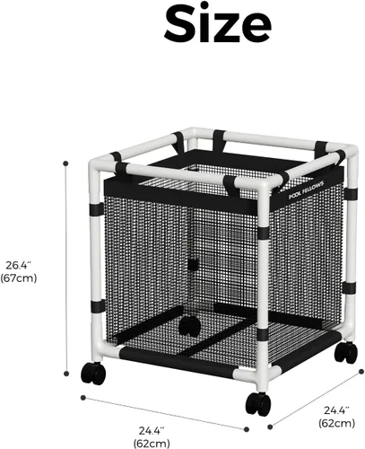 Miniatura 6 de Contenedor de almacenamiento para piscina, 45 galones, soporte para fideos, juguetes, flotadores, toallas, organizador de malla para equipos