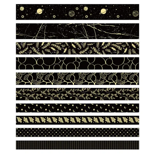Miniatura 4 de Creative Washi - Juego de 10 rollos de cinta adhesiva decorativa con impresión de lámina dorada para artes, manualidades, diarios, planificadores