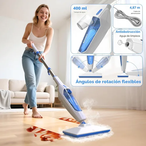 Miniatura 6 de SENMO Trapeador de vapor, limpiador de vapor desmontable 14 en 1 para el hogar y el piso, 1300 W, 228 °F, vaporizador multiusos de limpieza profunda