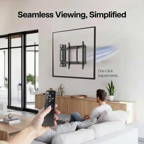 Miniatura 6 de VIVO Soporte de pared eléctrico de acero de perfil bajo para pantallas de plasma LCD LED de 32 a 75 pulgadas, soporte motorizado para TV con giro