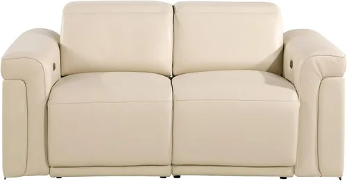 Blackjack Furniture Mario - Sofá biplaza reclinable de cuero italiano de grano superior con reposacabezas y asientos ajustables, cargadores USB para