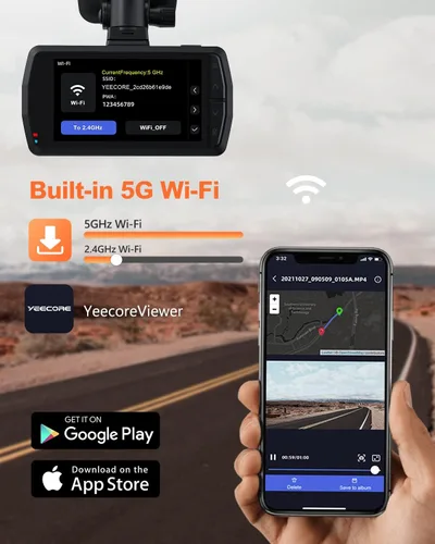 Miniatura 4 de Cámara de tablero 4K real frontal y trasera, Wi-Fi GPS de 5.8 GHz, cámara dual HDR con sensor de nivel superior, pantalla IPS de 3.3 pulgadas