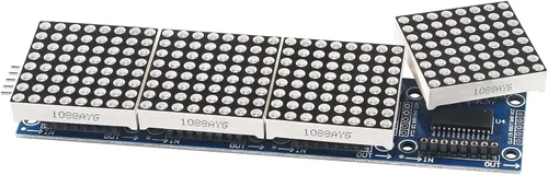 Miniatura 8 de MAX7219 Módulo de matriz de puntos 32x8 4 en 1 módulos de pantalla LED para microcontrolador Arduino Raspberry Pi con cables de 5 pines verde