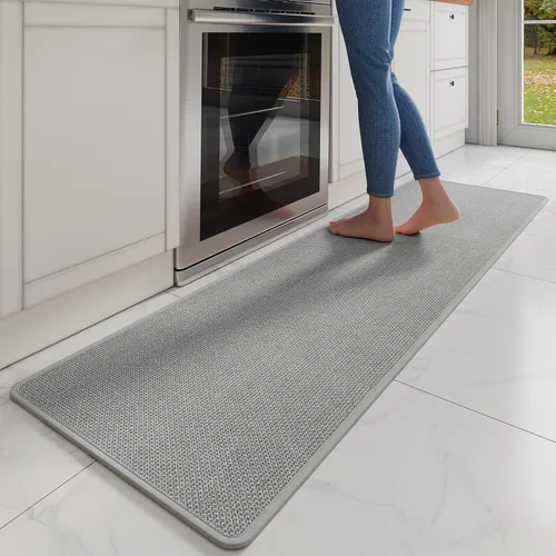 Miniatura 25 de YDKGL Tapetes de cocina para piso, alfombras de cocina súper absorbentes, antideslizantes, lavables, de lino sintético suave trenzado, alfombra