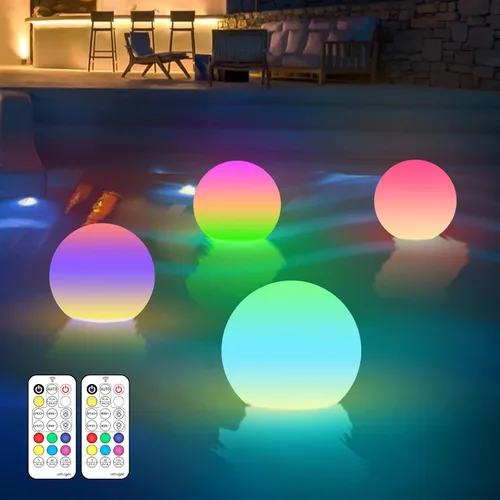 Miniatura 12 de LOFTEK Bola de luz flotante recargable para piscina, lámpara LED de 3 pulgadas, luz RGB que cambia de color para bañera de hidromasaje, luces LED