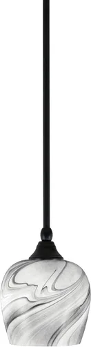 Miniatura 236 de Toltec Lighting Tallo Colgado Mini colgante, acabado de cobre negro, 3.5" cuadrado humo burbuja vidrio