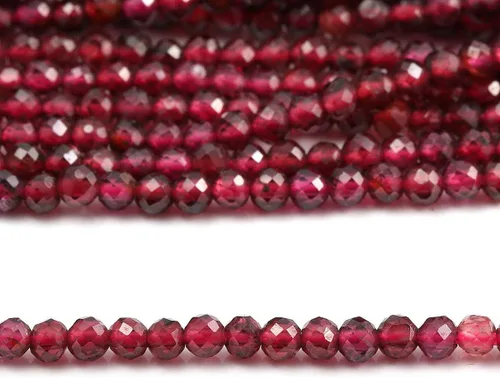Miniatura 5 de 2 hebras de cuentas de piedra natural granate, cuentas sueltas facetadas para hacer joyas, collares, longitud de 15 pulgadas, tamaño 0.118 in