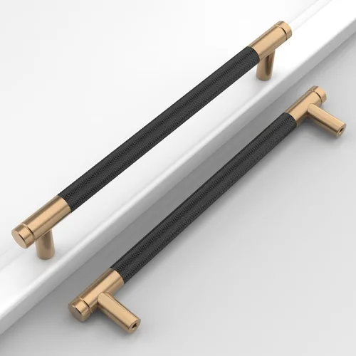 Miniatura 18 de Paquete de 10 tiradores de gabinete de cocina color oro cepillado de 5 pulgadas (128mm), manijas estriadas para cajones, accesorios para armarios