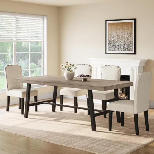 Miniatura 27 de GarveeHome Mesa de comedor industrial para 2-4 personas, mesa de cocina grande de 55.11 pulgadas de largo con marco de metal resistente, encimera