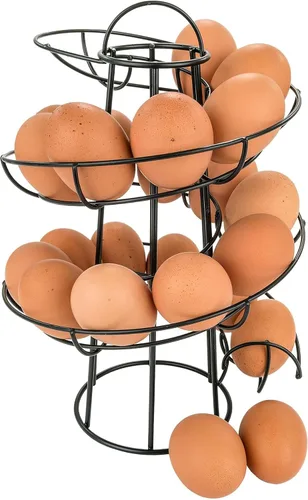 Miniatura 7 de Southern Homewares tobogán para huevos, dispensador en espiral con diseño moderno de primera calidad, se puede colgar, plateado, Negro