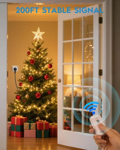 Miniatura 3 de Syantek Interruptor de luz inalámbrico con control remoto para electrodomésticos, interruptor de salida remoto de largo alcance de 200 pies, mini