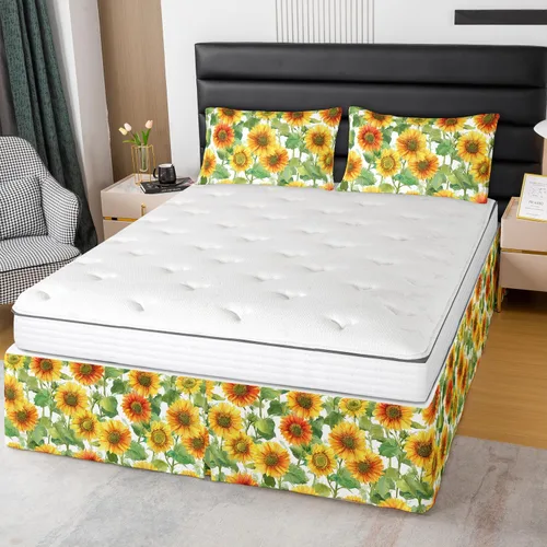Miniatura 8 de Falda de cama con estampado azteca, tamaño individual, falda de cama de retazos geométricos abstractos para niños, niñas, adultos, decoración