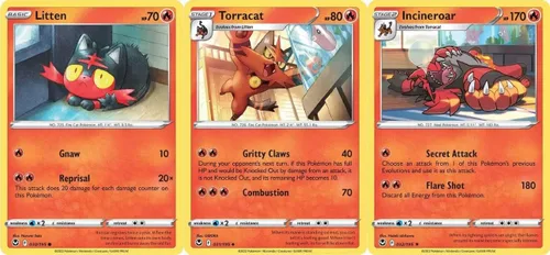 Incineroar 32/195 - Tempestad plateada - Juego de cartas de evolución Pokémon - Raro lote de 3 cartas