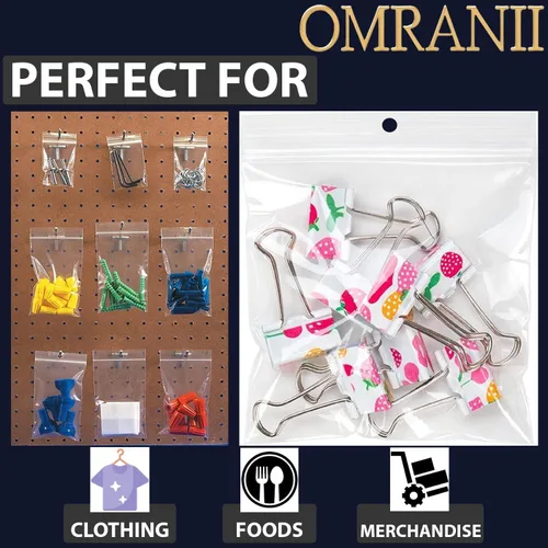 Miniatura 5 de Bolsas de almacenamiento de plástico transparente de 3 x 6 pulgadas de 2 mil (100 bolsas), duraderas, ligeras, con cremallera resellable, agujero