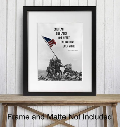 Miniatura 2 de Arte de pared con la bandera estadounidense, bandera marina, decoración de pared de Iwo Jima, foto del cuerpo de marina, regalos para hombres